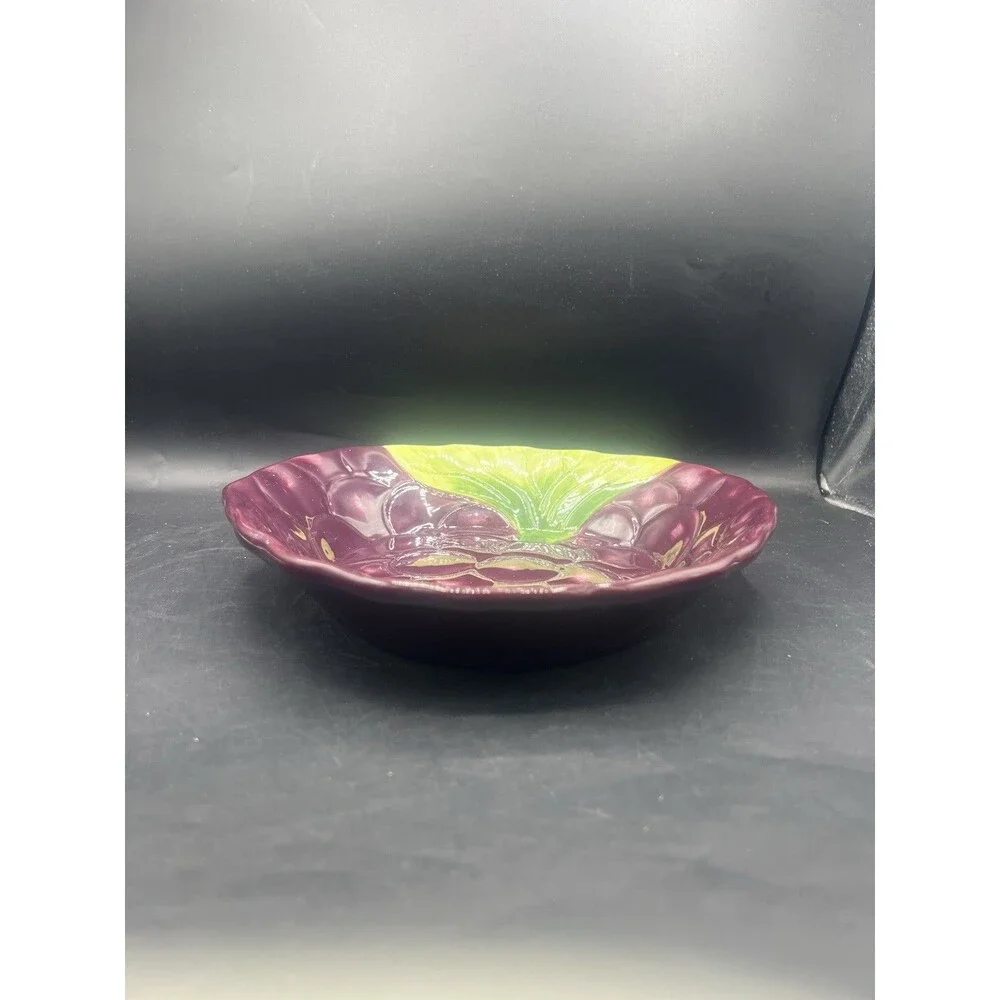 Plentiful Pantry 2006 Grape Stoneware Serving Baking Bowl Dish Purple 10”